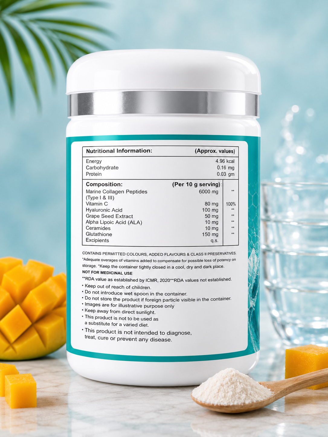 ORIGAM Marine Collagen+ Powder | Hydrolyzed Marine Collagen Peptides | Skin, Hair & Nails | Mango Flavour | 250g