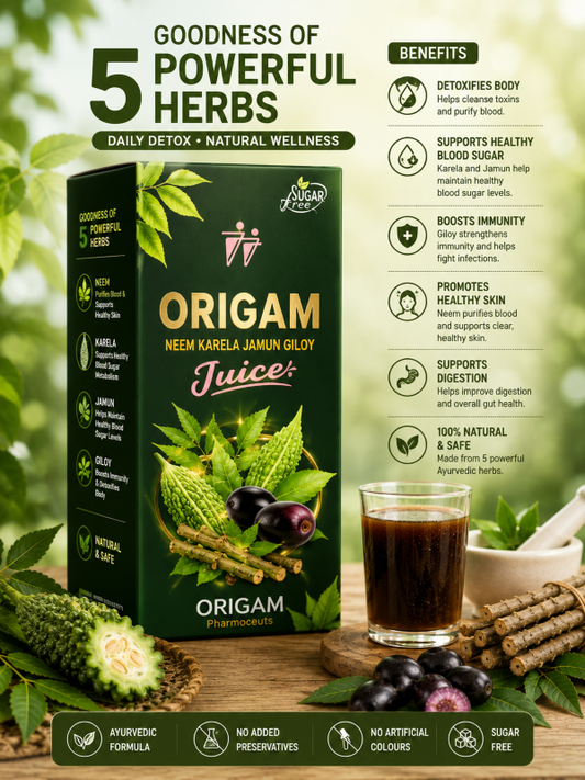 ORIGAM Neem Karela Jamun Giloy Juice | Ayurvedic Herbal Juice | SUGARLESS |500 ml